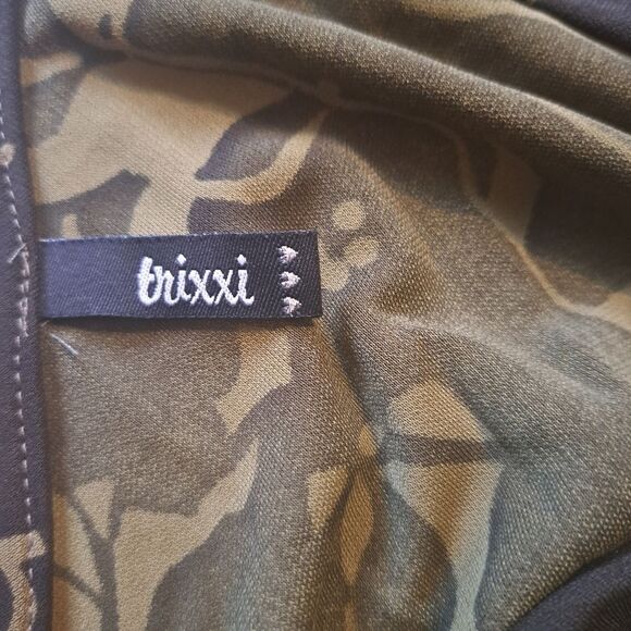 Vintage Trixxi Y2K Floral Print V- Neck  Retro Fit & Flare  Medium Sea Green - Picture 6 of 15